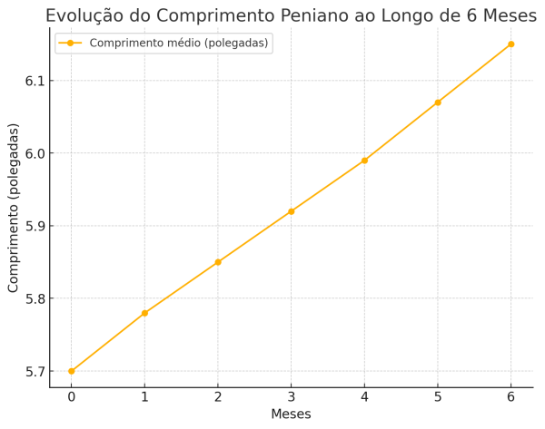 protocolo p-long Dr. Marcio Dantas de Menezes - Evolução do Comprimento Peniano ao longo de 6 meses